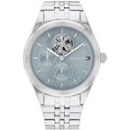Tommy Hilfiger Monica 1782714 Silver Case Light Blue Skeleton Dial Women's Watch