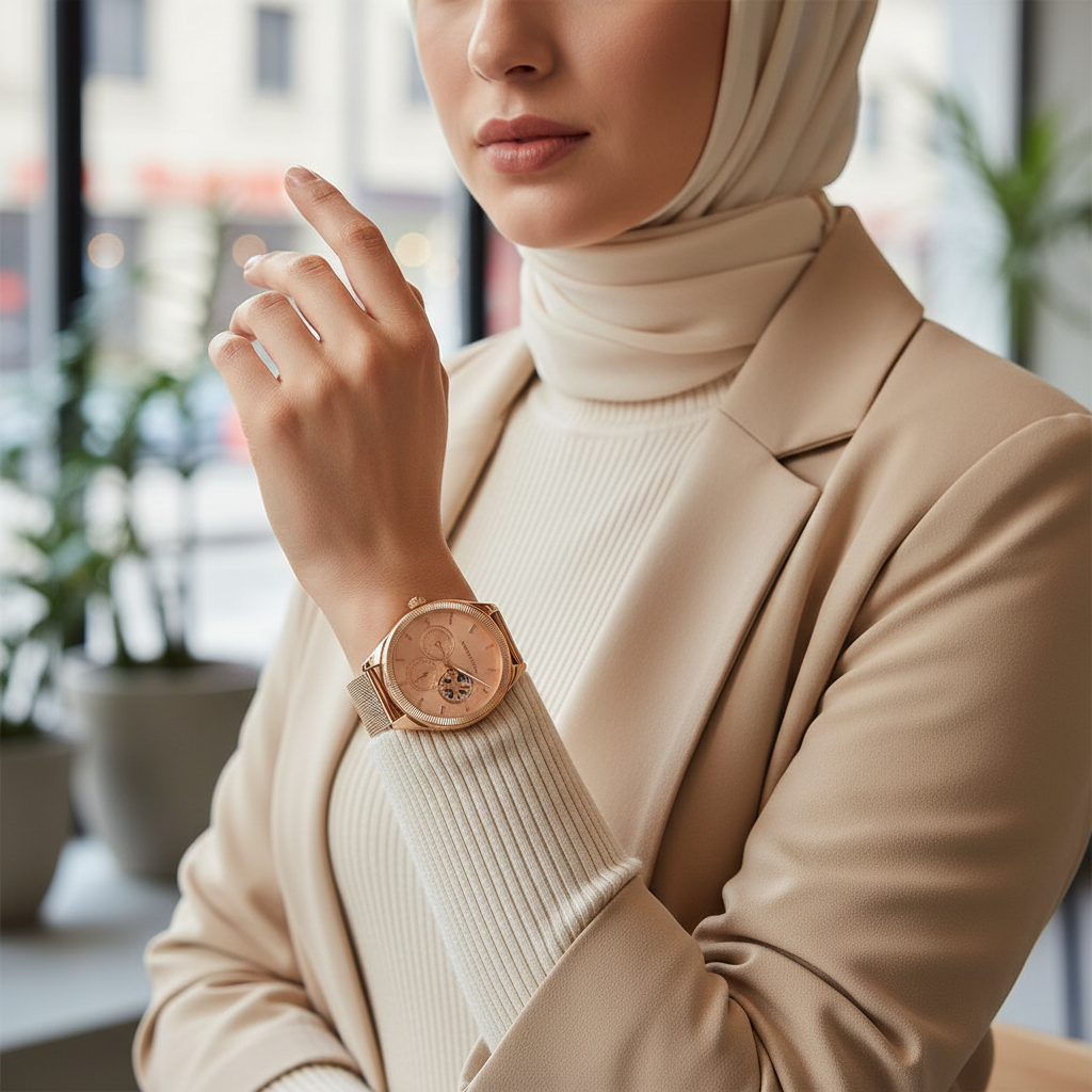 Tommy Hilfiger Monica 1782715 Rose Gold Semi-Skeleton Dial Fluted Bezel Women's Watch