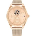 Tommy Hilfiger Monica 1782715 Rose Gold Semi-Skeleton Dial Fluted Bezel Women's Watch