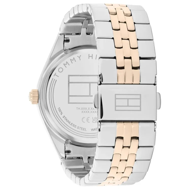 Tommy Hilfiger Monica 1782716 Two-Tone Skeleton Dial Fluted Bezel Women's Watch