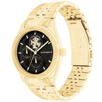 Tommy Hilfiger Monica 1782717 Gold Case Black Skeleton Dial Fluted Bezel Women's Watch