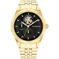 Tommy Hilfiger Monica 1782717 Gold Case Black Skeleton Dial Fluted Bezel Women's Watch