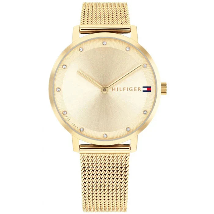 Tommy Hilfiger Pippa 1782728 Full Gold Mesh Crystal Markers Women's Watch