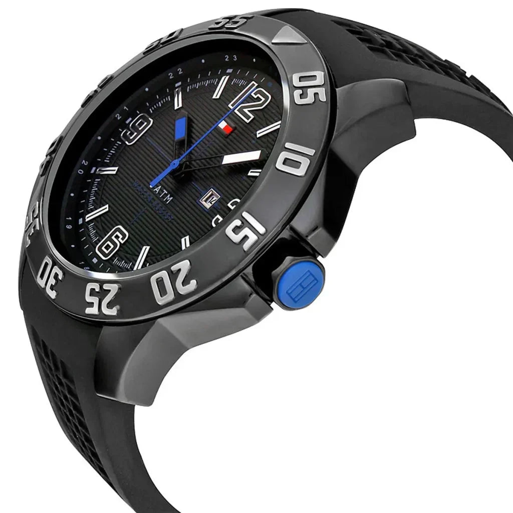 Tommy Hilfiger Cole 1790983 Black IP Case Black Dial Black Silicone Men's Watch