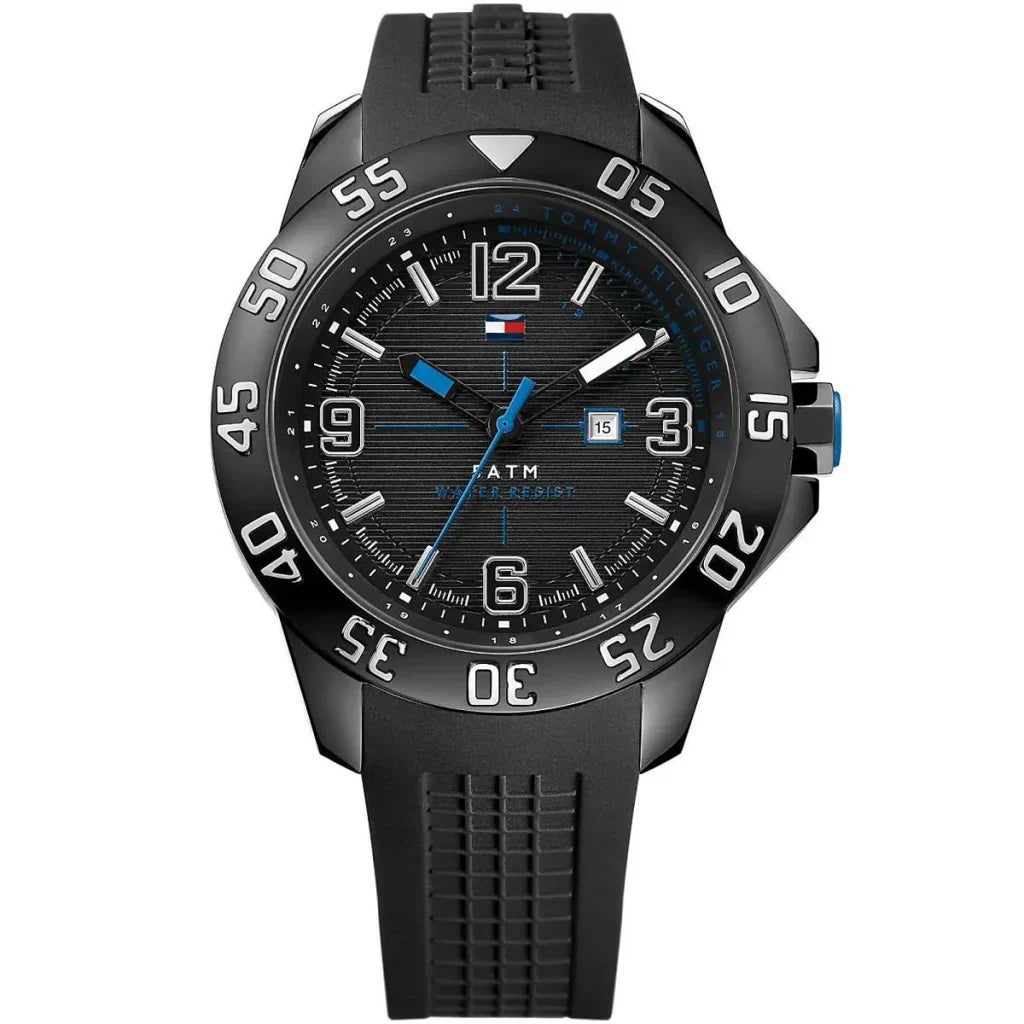 Tommy Hilfiger Cole 1790983 Black IP Case Black Dial Black Silicone Men's Watch