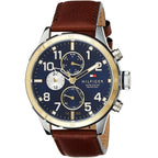Tommy Hilfiger Trent 1791137 Two-Tone Case Blue Dial Brown Leather Men's Watch