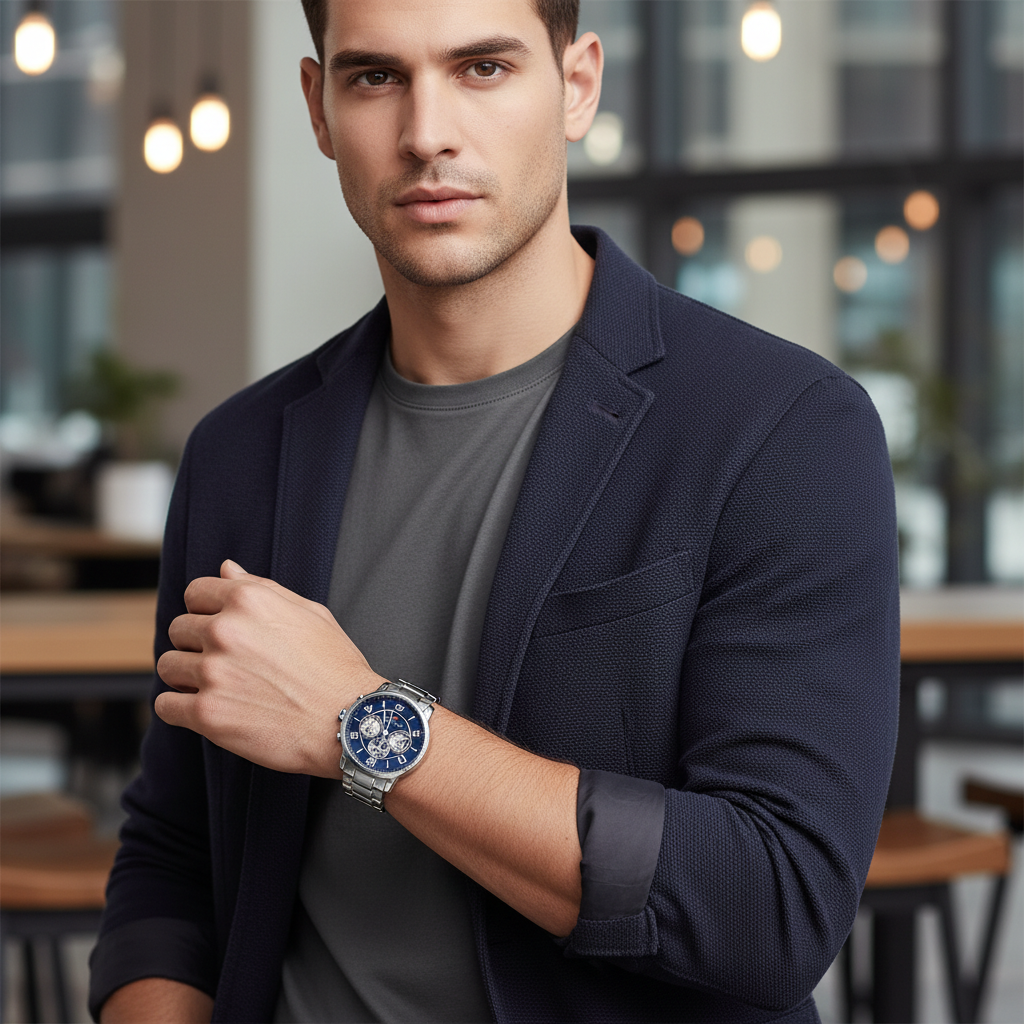 Tommy Hilfiger Keagan 1791293 Silver Case Blue Dial Steel Men's Watch