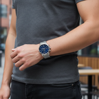ساعة تومي هيلفيغر كين رجالي متعددة المهام بمينا أزرق وسوار شبكي 1791398