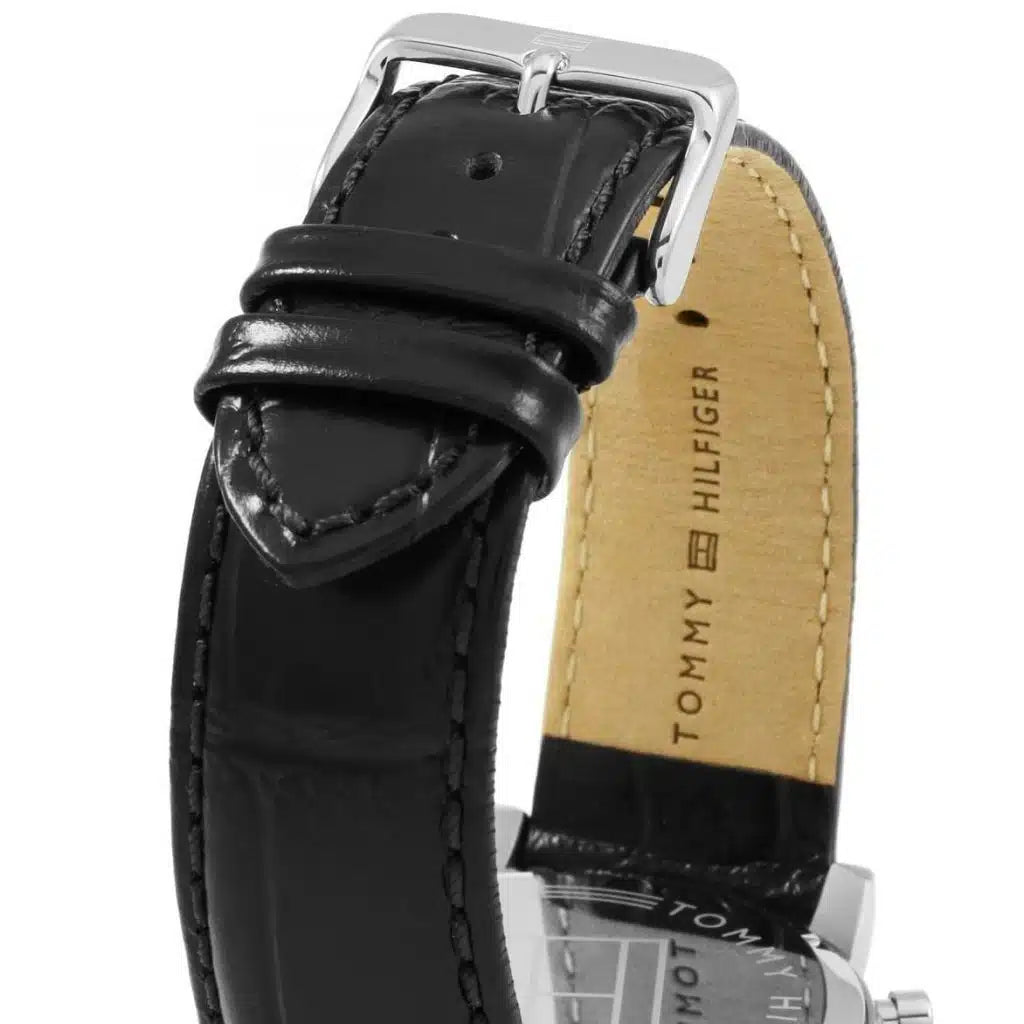 Tommy Hilfiger Kane 1791401 Multi-Function Black Dial Men's Black Leather Watch