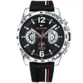 Tommy Hilfiger Decker 1791473 Silver Case Black Dial Silicone Men's Watch