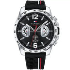 Tommy Hilfiger Decker 1791473 Silver Case Black Dial Silicone Men's Watch