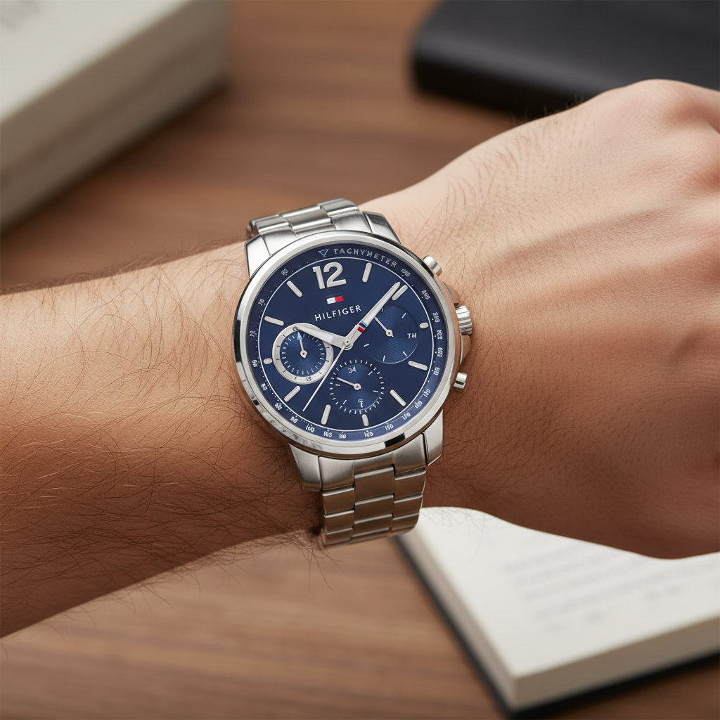 Tommy Hilfiger Landon 1791534 Silver Case Blue Dial Steel Men's Watch