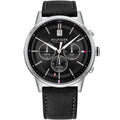 Tommy Hilfiger Kyle 1791630 Silver Case Black Dial Black Leather Men's Watch
