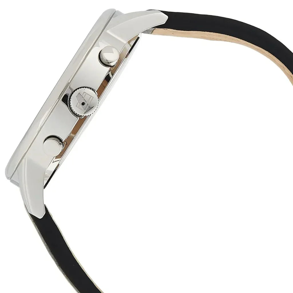 Tommy Hilfiger Kyle 1791630 Silver Case Black Dial Black Leather Men's Watch
