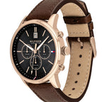 Tommy Hilfiger Kyle 1791631 Rose Gold Case Black Dial Brown Leather Men's Watch
