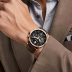 Tommy Hilfiger Kyle 1791631 Rose Gold Case Black Dial Brown Leather Men's Watch