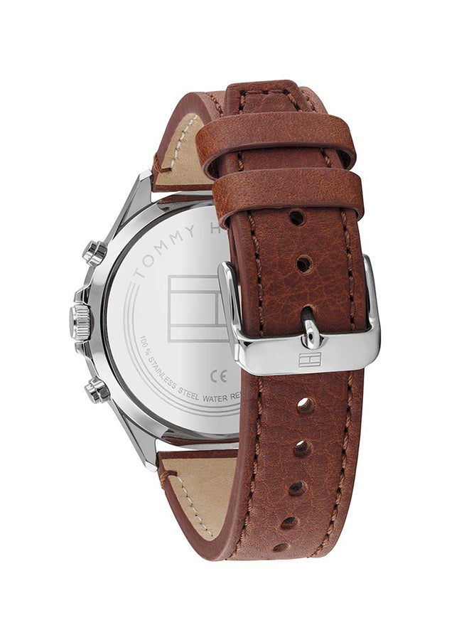 Tommy Hilfiger Banks 1791710 Brown Leather Strap Dark Grey Dial Men's Watch