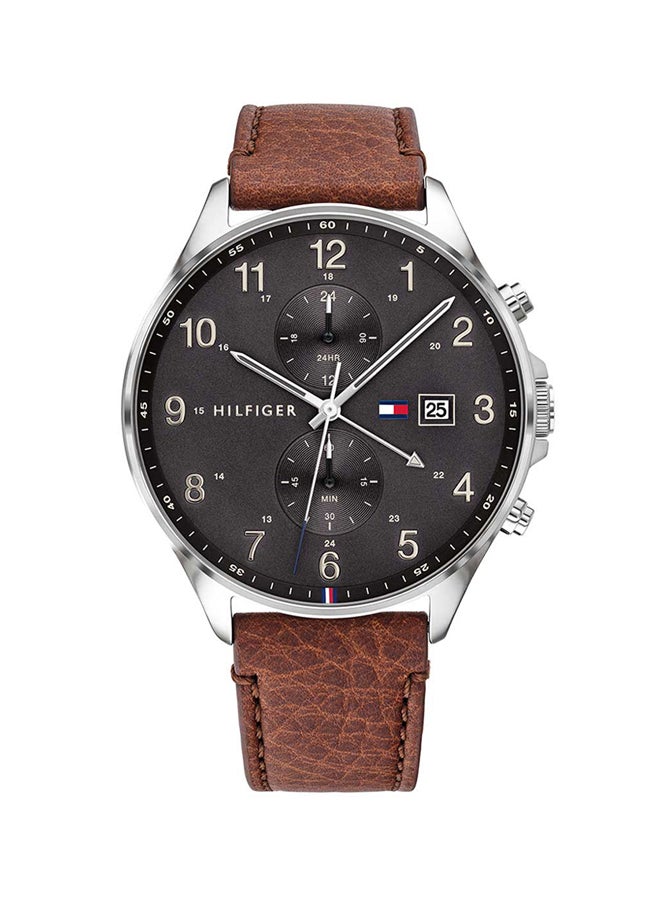 Tommy Hilfiger Banks 1791710 Brown Leather Strap Dark Grey Dial Men's Watch