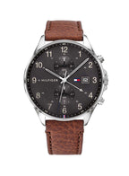 Tommy Hilfiger Banks 1791710 Brown Leather Strap Dark Grey Dial Men's Watch