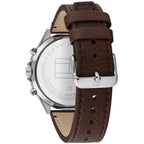 Tommy Hilfiger West 1791712 Silver Case Blue Dial Brown Leather Men's Watch