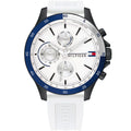 Tommy Hilfiger Bank 1791723 Men's Black Case White Dial Rubber Watch