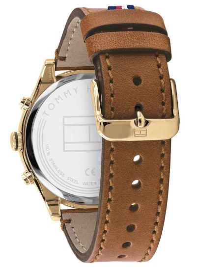 Tommy Hilfiger Ashton 1791742 Gold Case White Dial Light Brown Leather Men's Watch