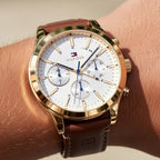 Tommy Hilfiger Ashton 1791742 Gold Case White Dial Light Brown Leather Men's Watch
