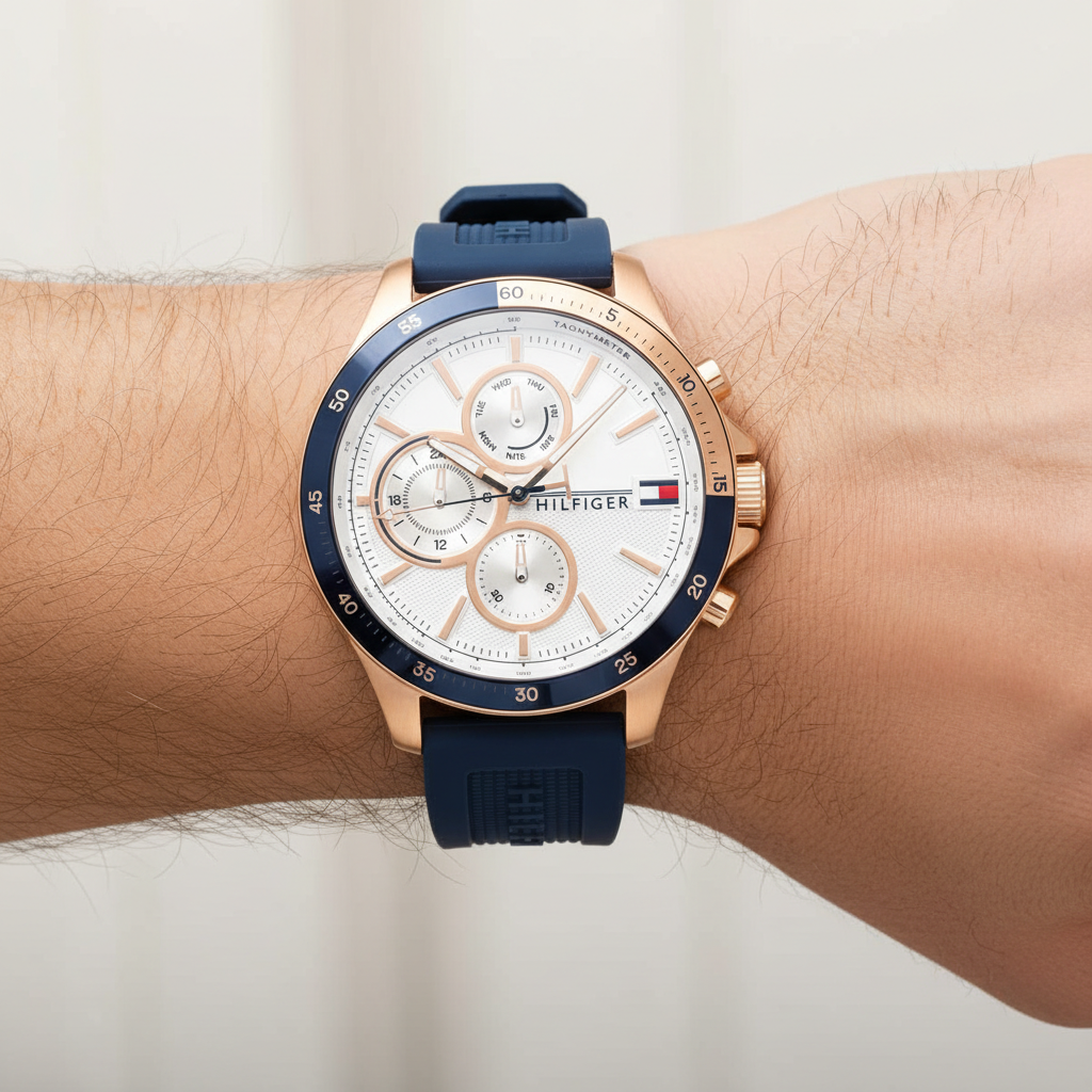 Tommy Hilfiger Bank 1791778 Multi-Function White Dial Men's Watch
