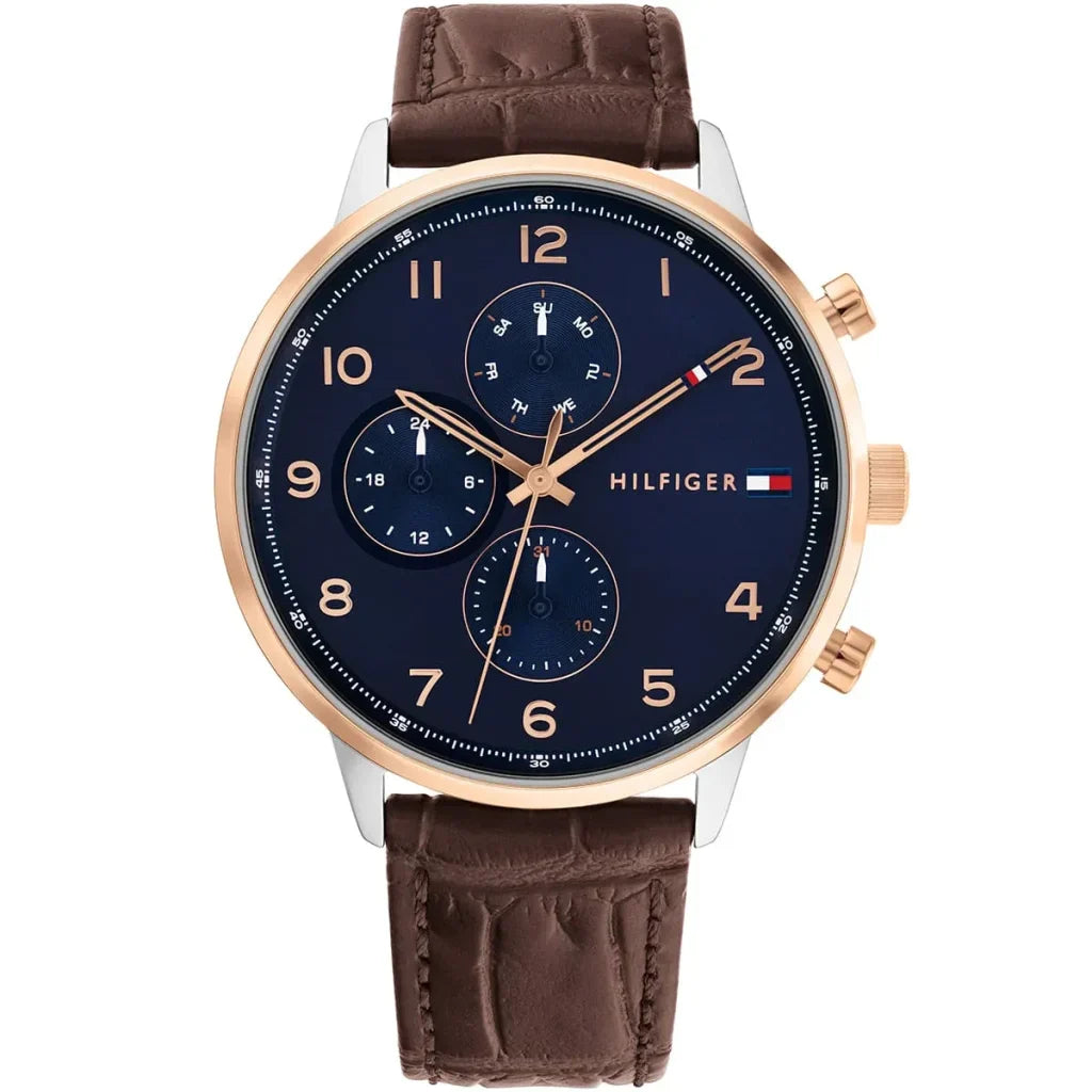 Tommy Hilfiger Jameson 1791798 Rose Gold Case Black Dial Black Leather Men's Watch