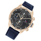 Tommy Hilfiger Trent 1791808 Rose Gold Case Grey Dial Blue Leather Men's Watch