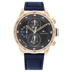 Tommy Hilfiger Trent 1791808 Rose Gold Case Grey Dial Blue Leather Men's Watch