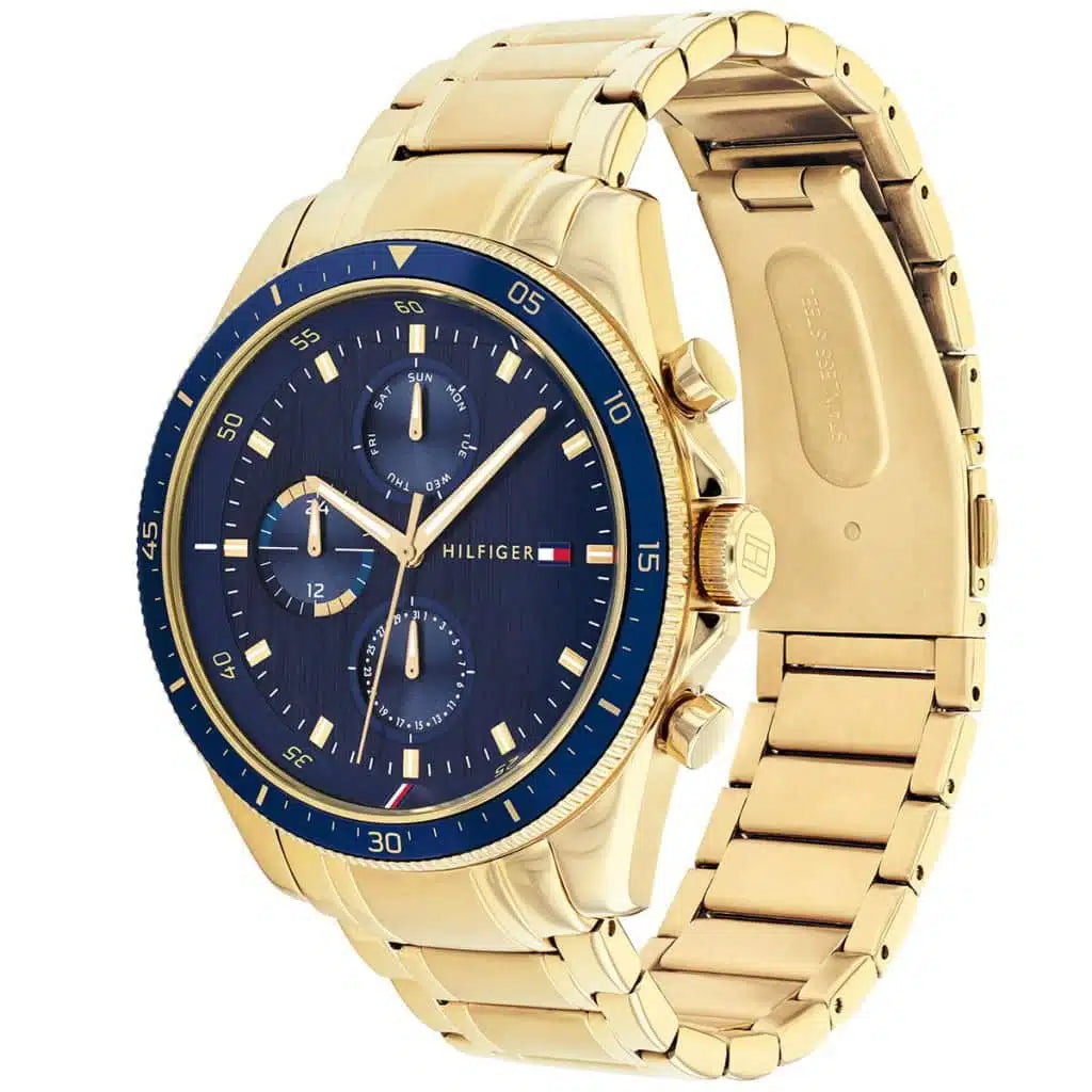 Tommy Hilfiger Parker 1791834 Gold Case Blue Dial Gold Steel Men's Watch