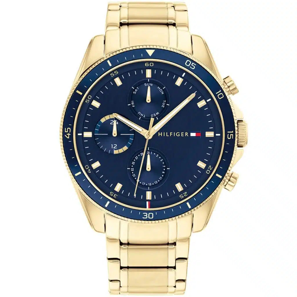 Tommy Hilfiger Parker 1791834 Gold Case Blue Dial Gold Steel Men's Watch