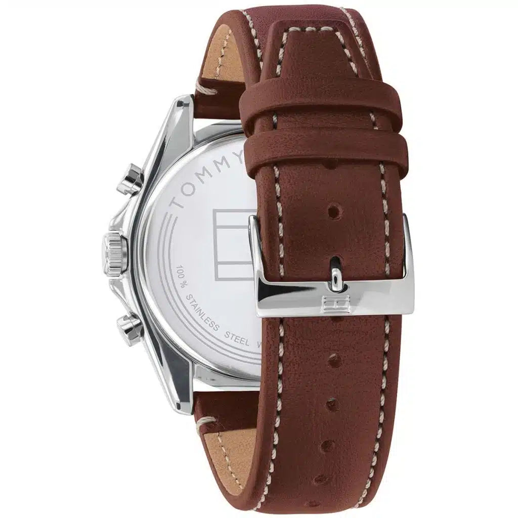 Tommy Hilfiger Aiden 1791837 Multi-Function Blue Dial Men's Brown Leather Watch