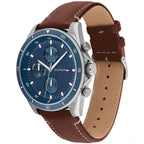 Tommy Hilfiger Aiden 1791837 Multi-Function Blue Dial Men's Brown Leather Watch
