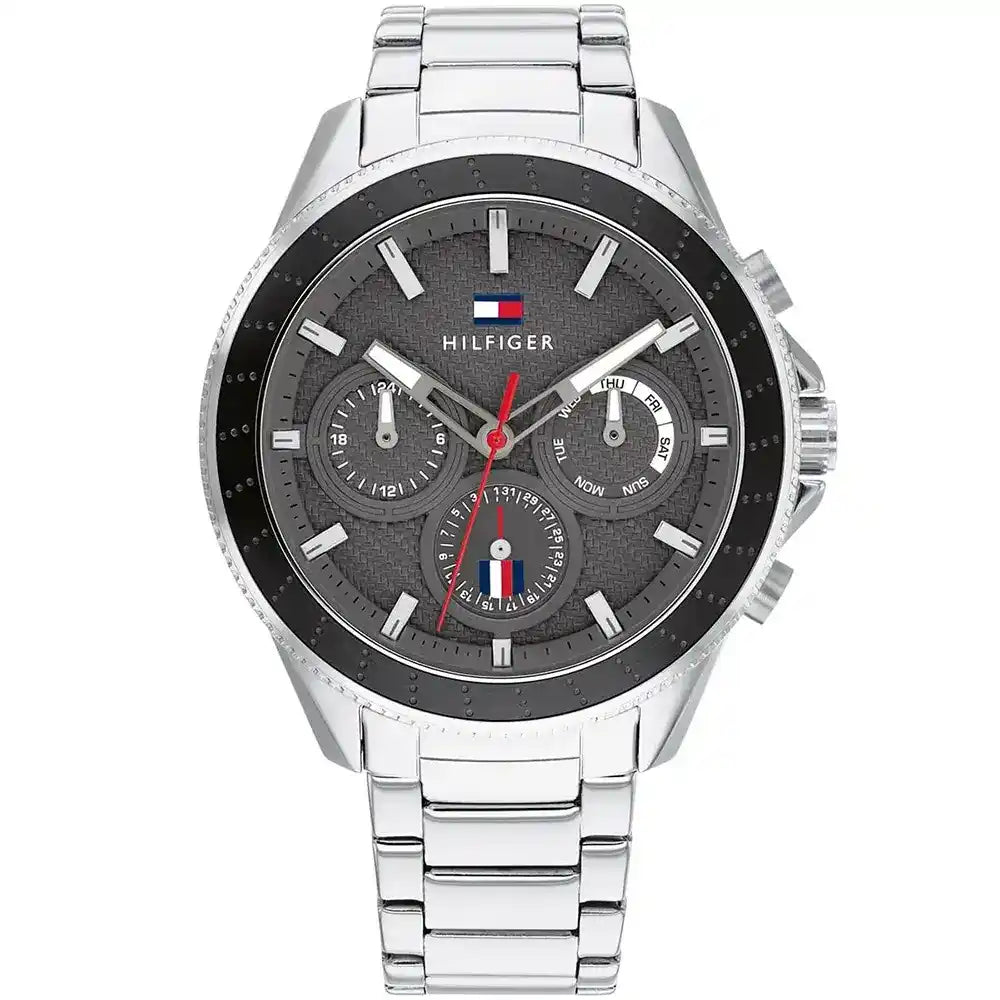 Tommy Hilfiger Aiden 1791857 Silver Case Grey Textured Dial Men's Watch