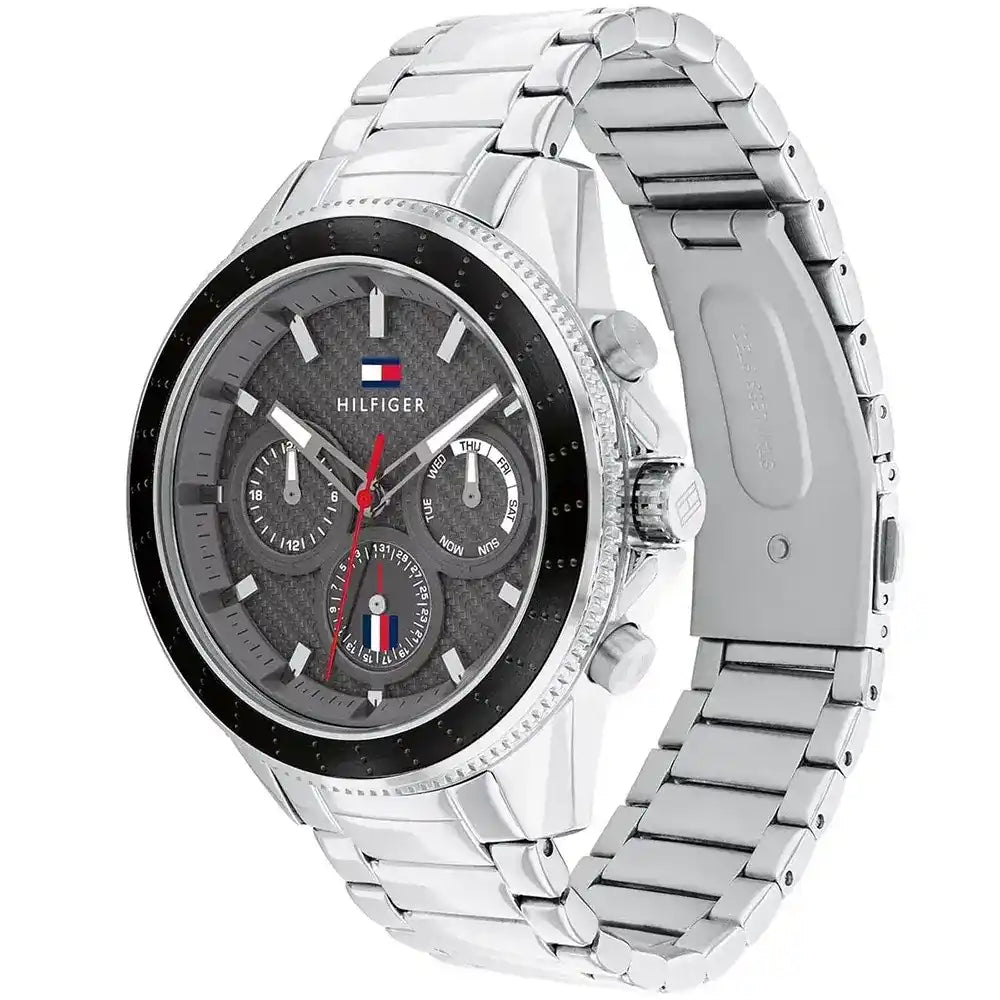 Tommy Hilfiger Aiden 1791857 Silver Case Grey Textured Dial Men's Watch