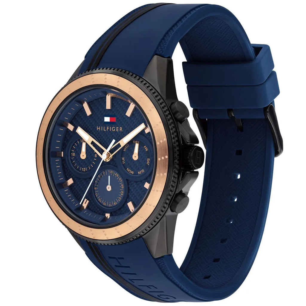 Tommy Hilfiger Aiden 1791860 Multi-Function Blue Dial Men's Blue Rubber Watch