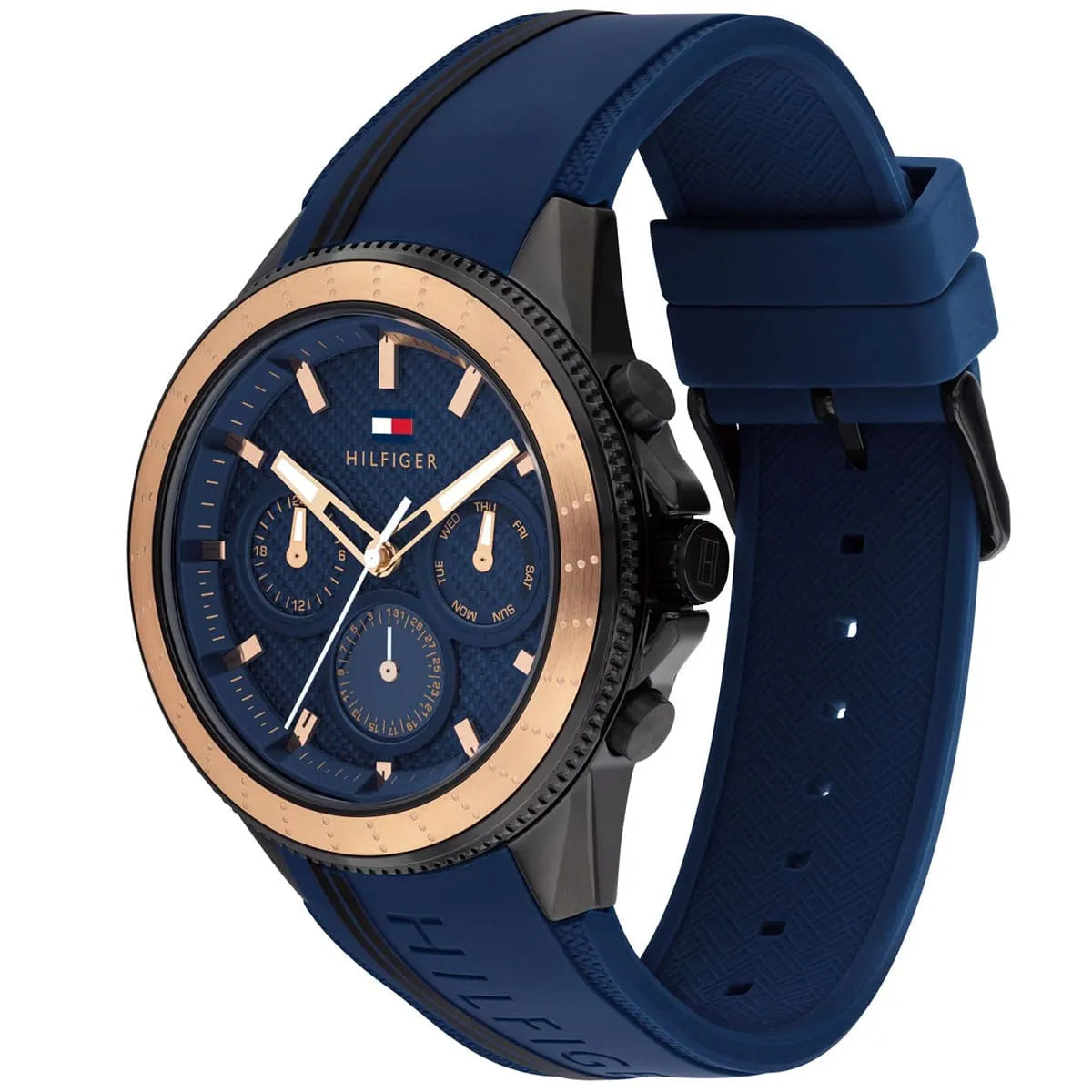 Tommy Hilfiger Aiden 1791860 Multi-Function Blue Dial Men's Blue Rubber Watch