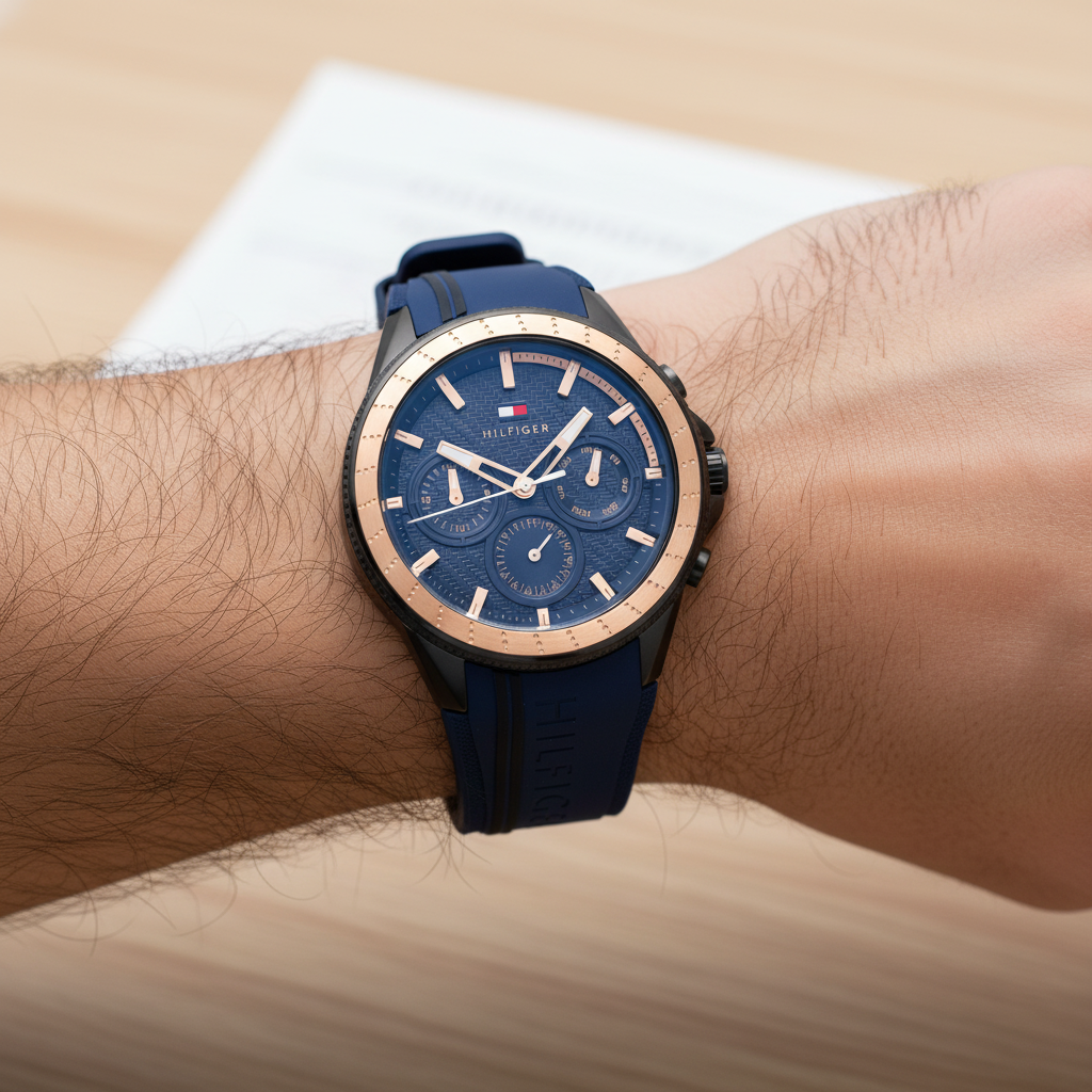 Tommy Hilfiger Aiden 1791860 Multi-Function Blue Dial Men's Blue Rubber Watch