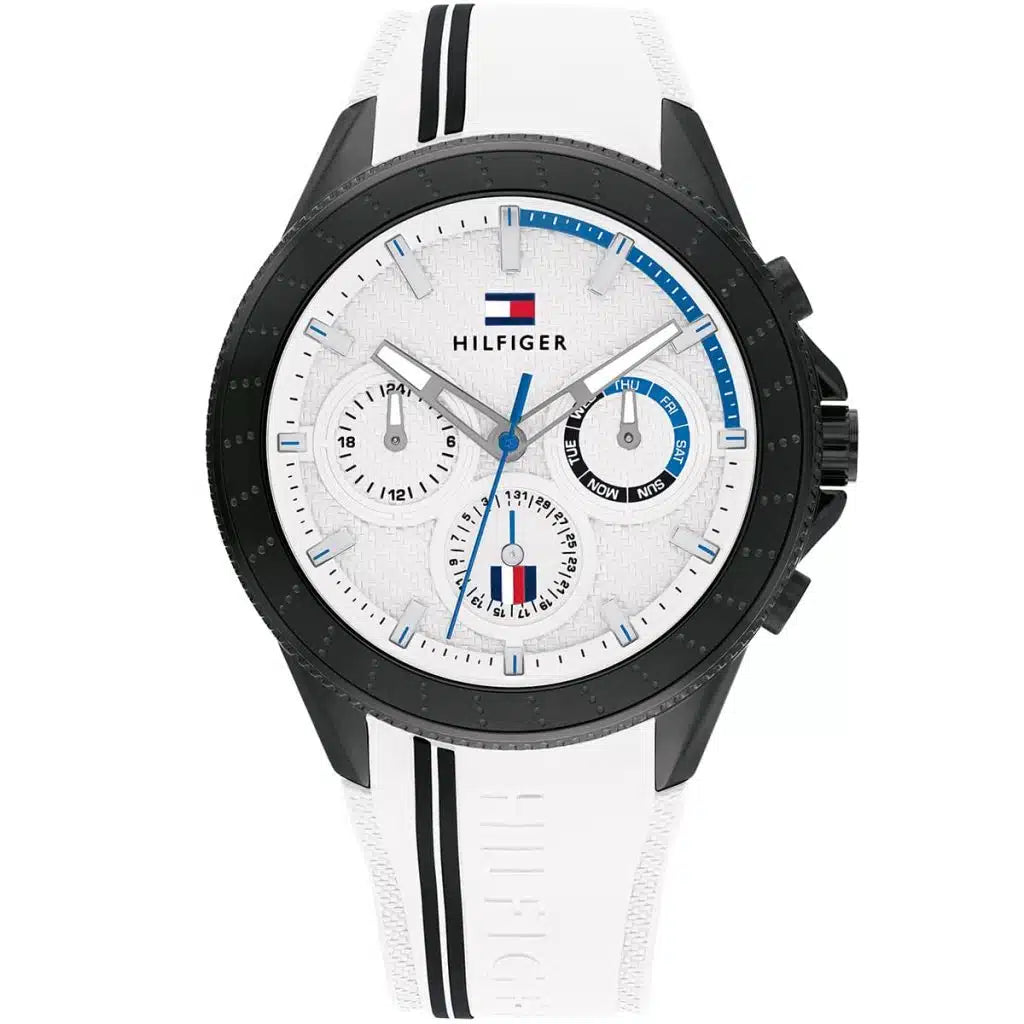 Tommy Hilfiger Aiden 1791862 Black Case White Dial White Silicone Men's Watch