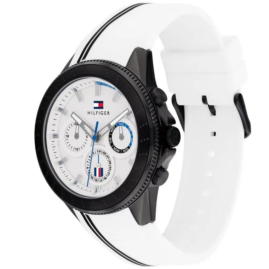 Tommy Hilfiger Aiden 1791862 Black Case White Dial White Silicone Men's Watch