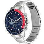 Tommy Hilfiger Owen 1791968 Men's Silver Steel Watch with Blue Dial & Pepsi Bezel