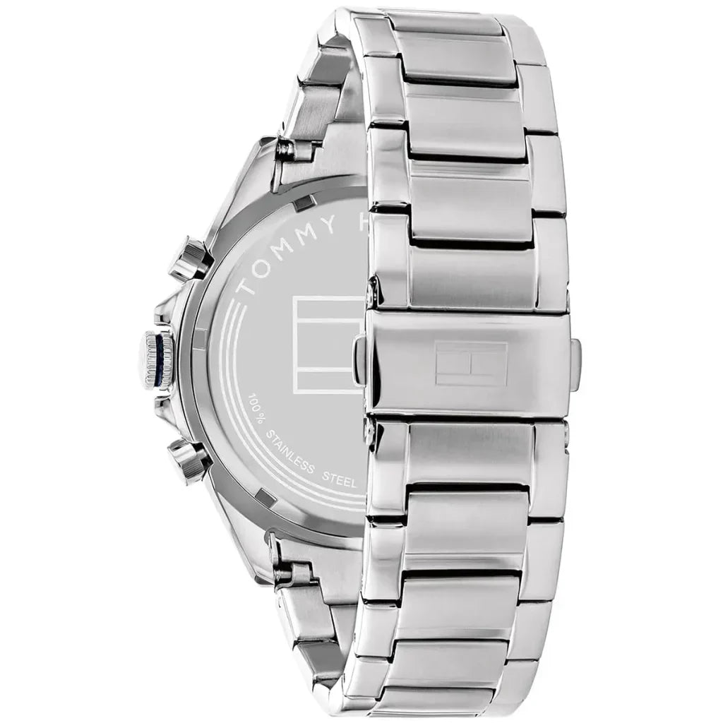 Tommy Hilfiger Owen 1791968 Men's Silver Steel Watch with Blue Dial & Pepsi Bezel