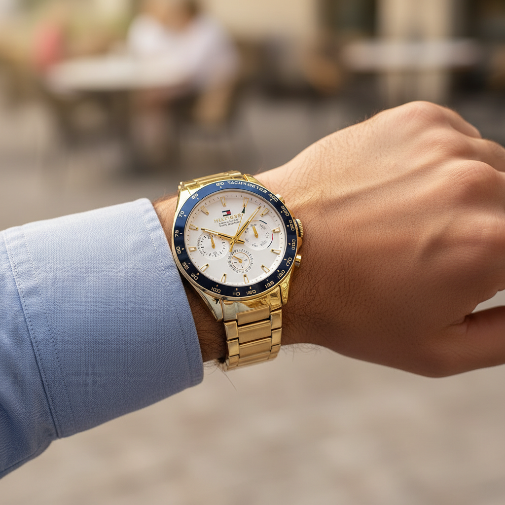 Tommy Hilfiger Owen 1791969 Men's Gold-Tone Steel Watch with White Dial