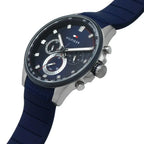 Tommy Hilfiger Max 1791970 Silver Case Blue Dial Blue Silicone Men's Watch