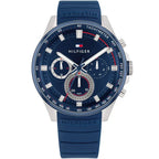 Tommy Hilfiger Max 1791970 Silver Case Blue Dial Blue Silicone Men's Watch