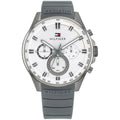 Tommy Hilfiger Max 1791972 Men's Gunmetal Case White Dial Grey Rubber Watch