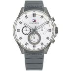 Tommy Hilfiger Max 1791972 Men's Gunmetal Case White Dial Grey Rubber Watch
