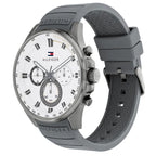 Tommy Hilfiger Max 1791972 Men's Gunmetal Case White Dial Grey Rubber Watch